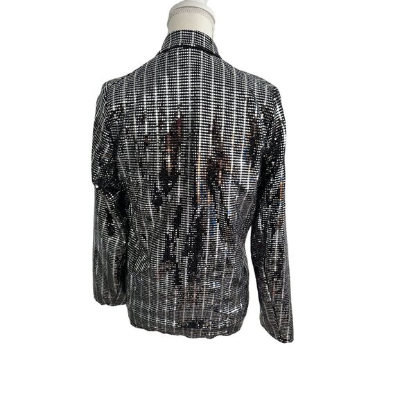 VICI Silver Black Metallic Mirror Jacket Blazer Size Small - Picture 4 of 5
